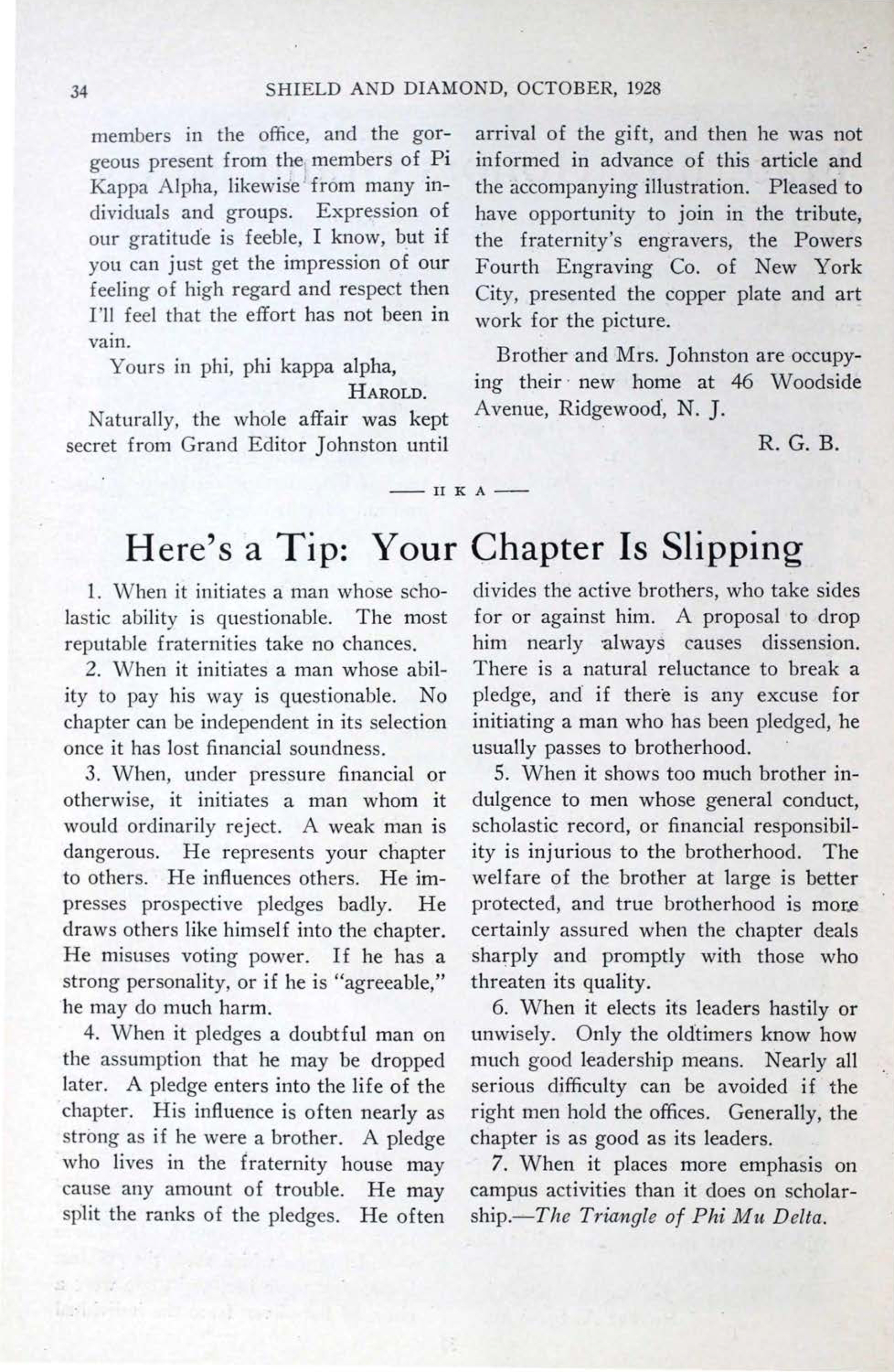 Here's A Tip: Your Chapter Is Slipping